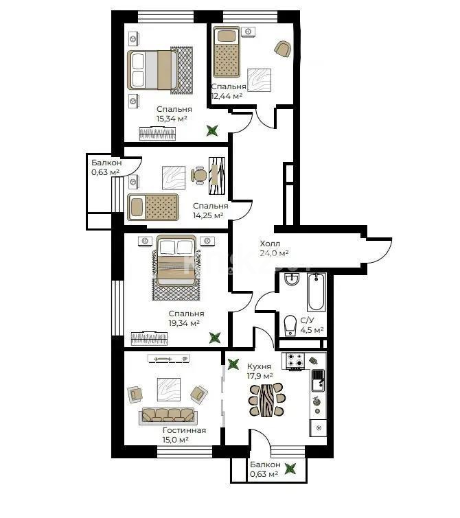 Продажа 4-комнатной квартиры, 123.4 м², ул. Торангы, дом  55 в Алматы
