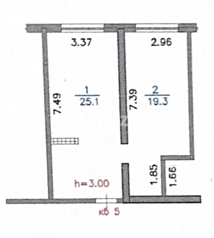Продажа 1-комнатной квартиры, 44.4 м², ул. Муратбаева, дом  14 - Продажа  однокомнатных квартир в новостройках Алматы фото 1 из 1