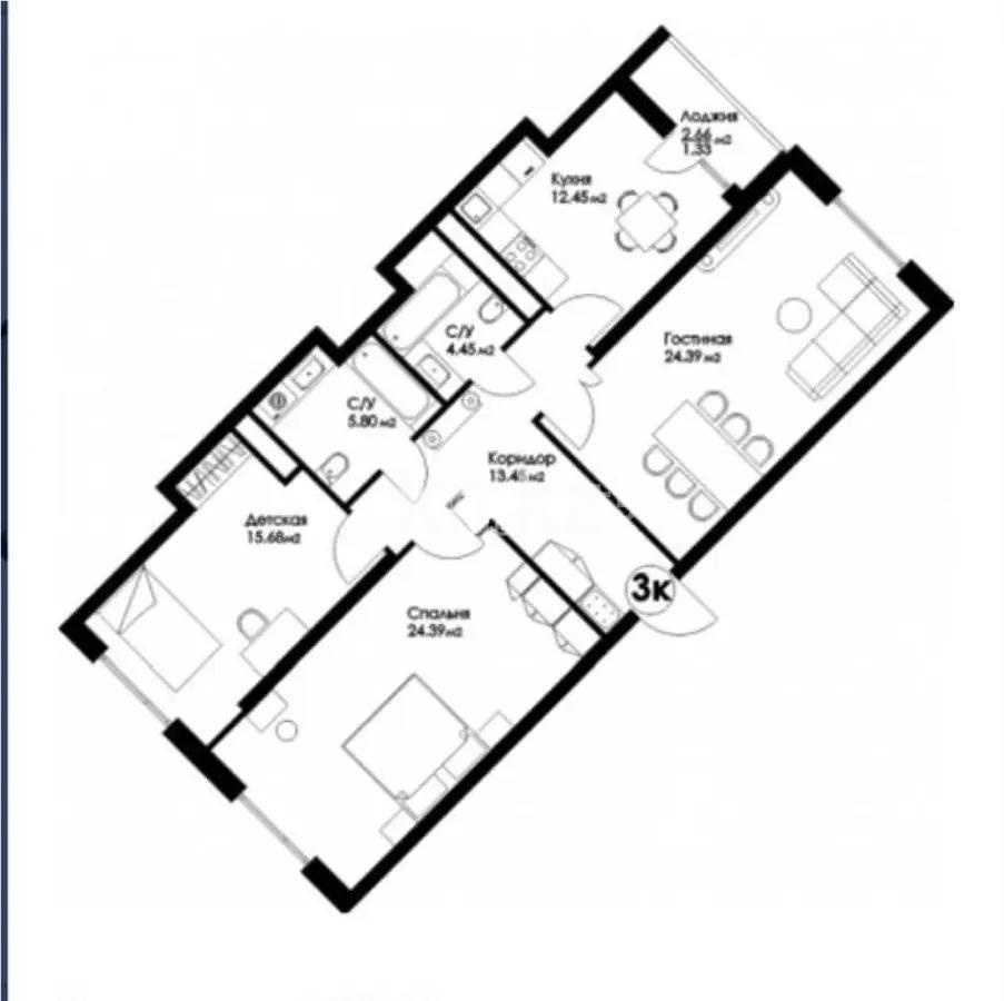 Продажа 3-комнатной квартиры, 101.3 м², пр. Туран, дом  50/3 - Продажа  трехкомнатных квартир в новостройках Астаны без посредников фото 1 из 1