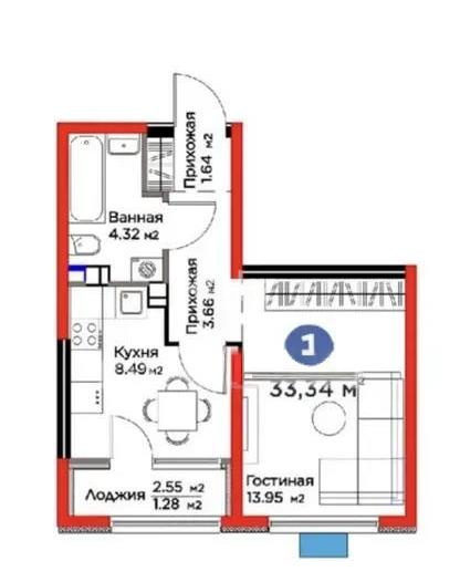 Продажа 1-комнатной квартиры, 34 м², мкр-н Гажайып, дом  11/15а - Продажа  однокомнатных квартир в Алматы с фото фото 1 из 1