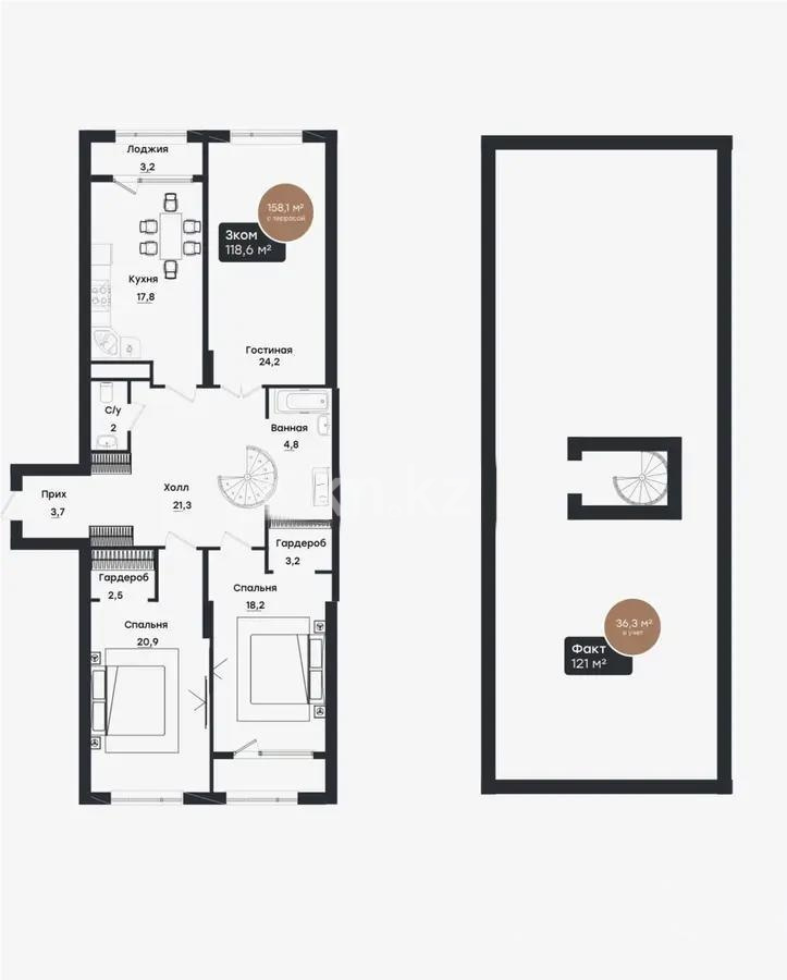 Продажа 3-комнатной квартиры, 158.1 м² в Алматы