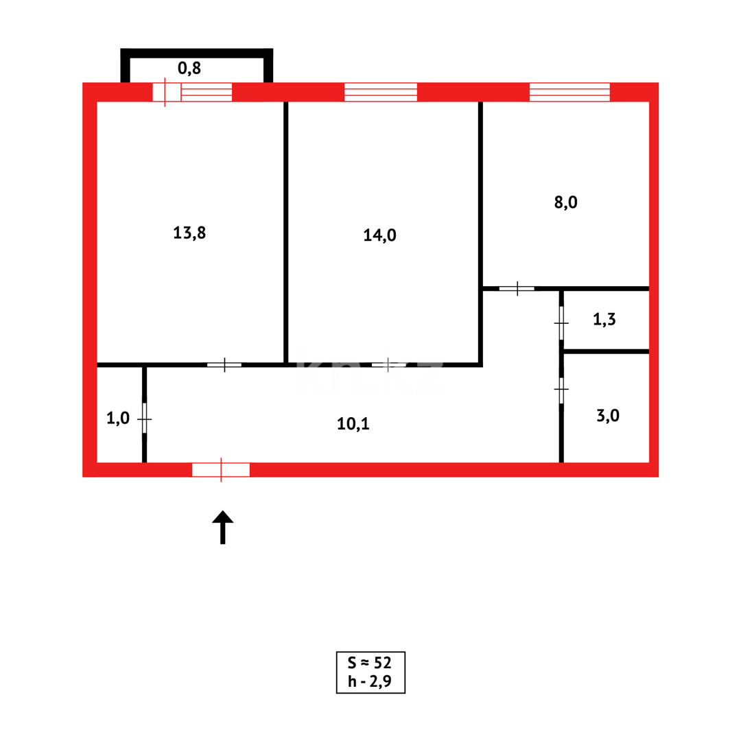 Продажа 2-комнатной квартиры, 52 м² - Продажа дач в Костанае фото 7 из 7