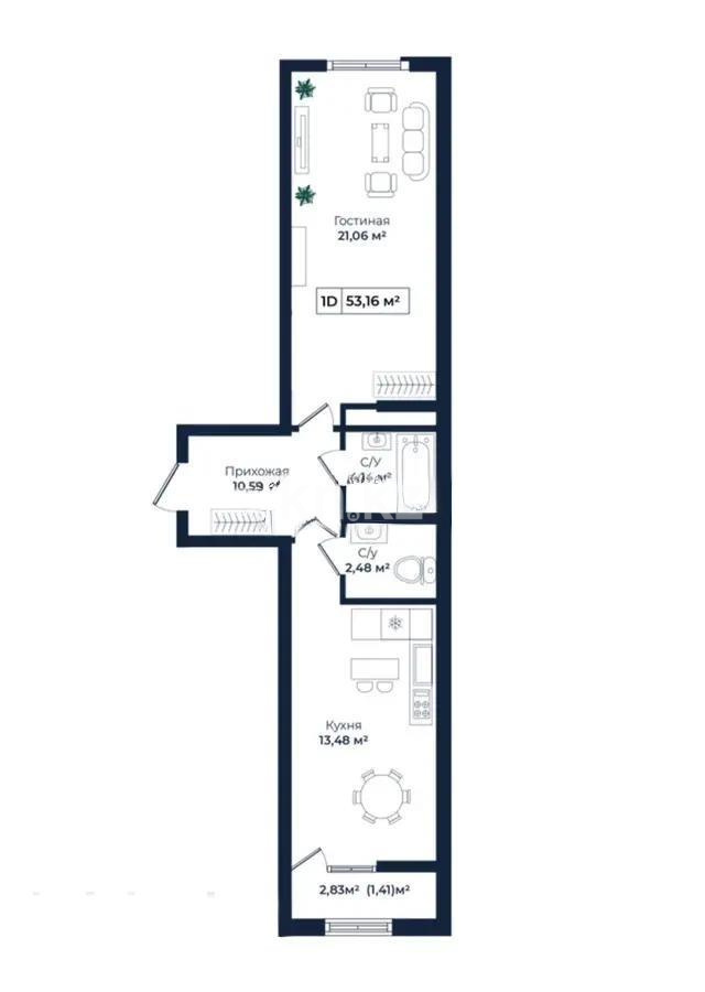 Продажа 2-комнатной квартиры, 53.2 м², пр. Абая, дом  118 в Алматы - фото 2