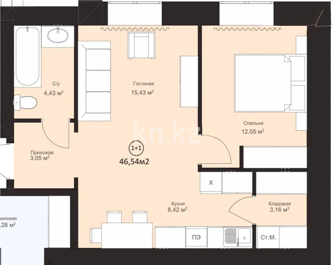 Продажа 2-комнатной квартиры, 46.5 м², ул. Караменде Би Шакаулы, дом  13 стр - Продажа  двухкомнатных квартир в новостройках Астаны без посредников с фото фото 1 из 1