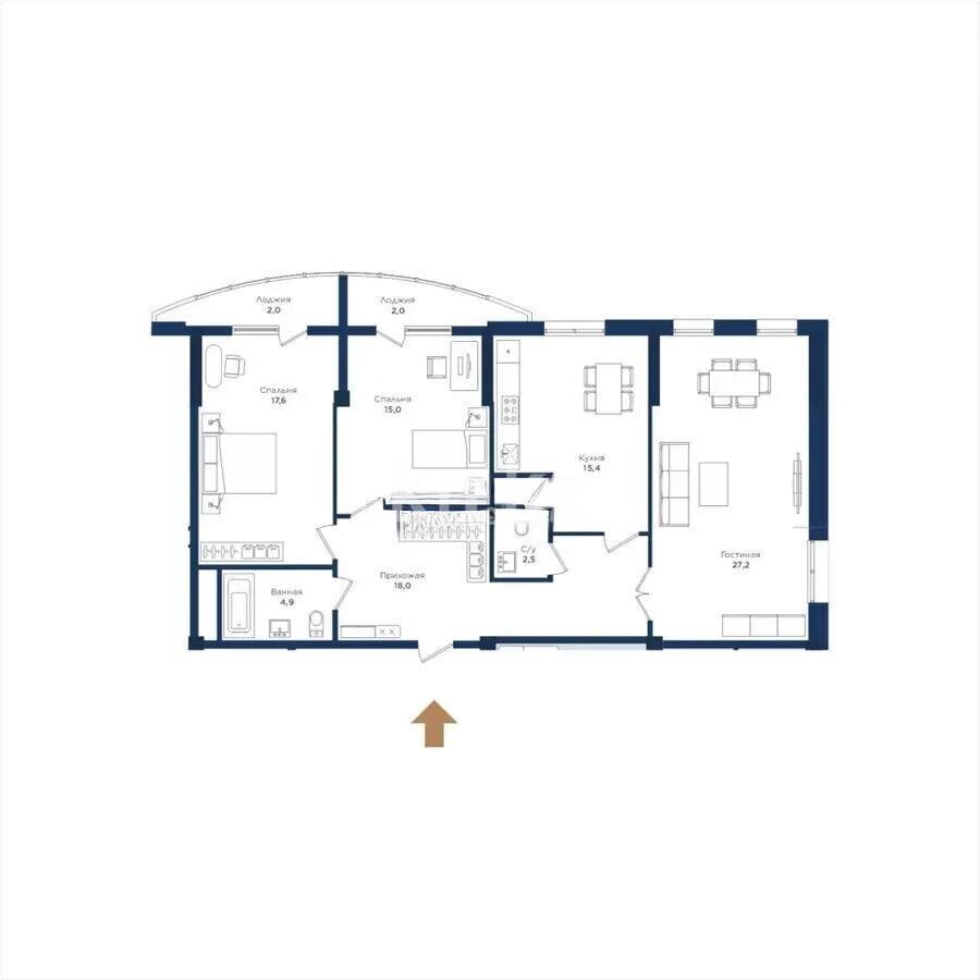 Продажа 3-комнатной квартиры, 105.1 м² в Астане