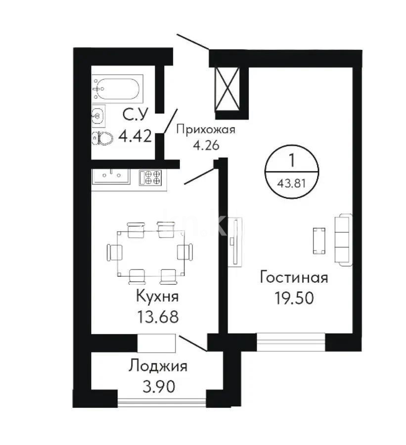 Продажа 1-комнатной квартиры, 44 м², ул. Масаты, дом  36 стр в Астане