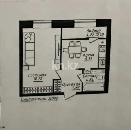 Продажа 1-комнатной квартиры, 39.26 м² в Астане