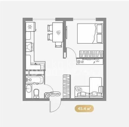 Продажа 2-комнатной квартиры, 45.4 м², мкр-н Шугыла, дом  340/5а стр - Продажа  двухкомнатных квартир в Алматы фото 1 из 1