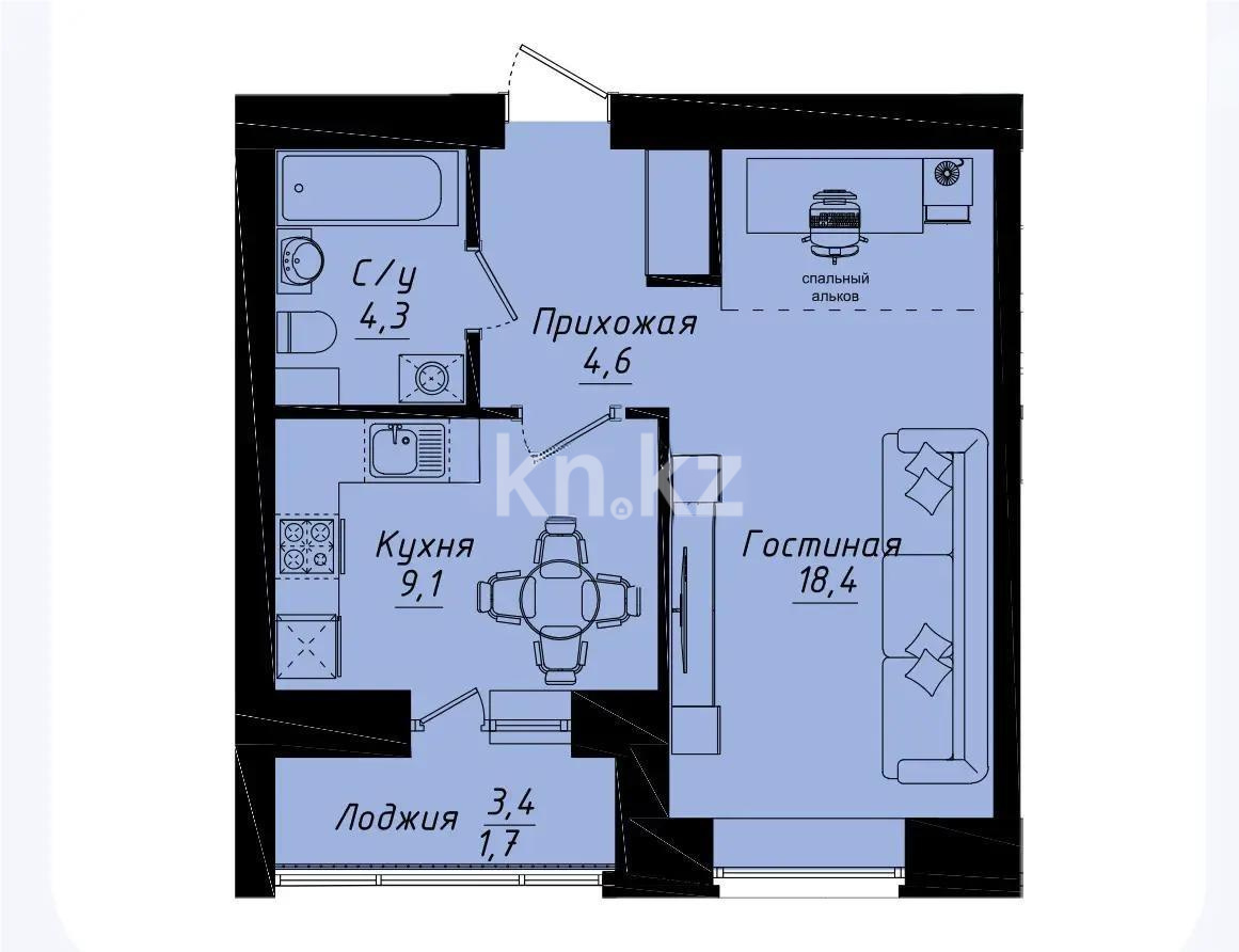 Продажа 1-комнатной квартиры, 38.5 м² в Астане
