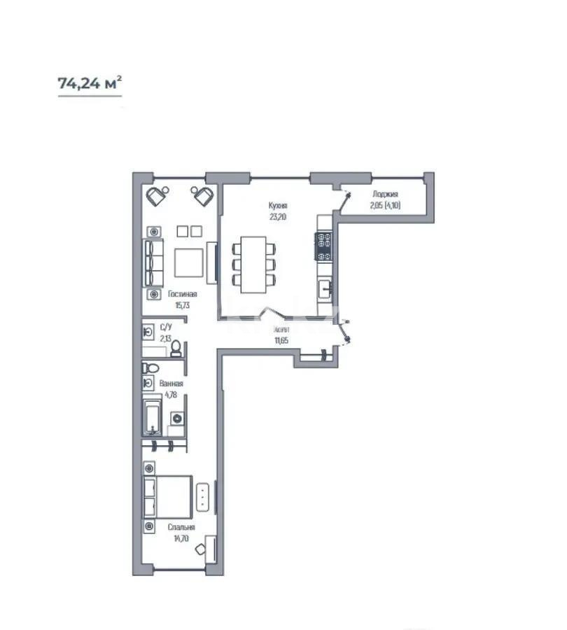Продажа 3-комнатной квартиры, 74.24 м², ул. Жошы хана, дом  20 - Продажа  трехкомнатных квартир в новостройках Астаны фото 1 из 1
