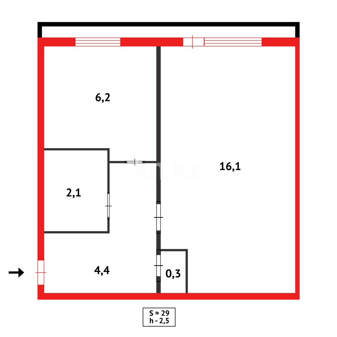 Продажа 1-комнатной квартиры, 31 м², мкр-н 12 - Продажа  однокомнатных квартир в Караганде фото 7 из 7