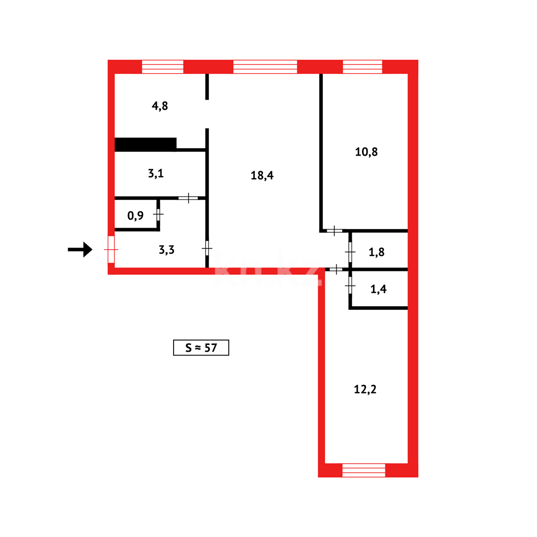 Продажа 3-комнатной квартиры, 57 м², пр. Момышулы в Темиртау - фото 8