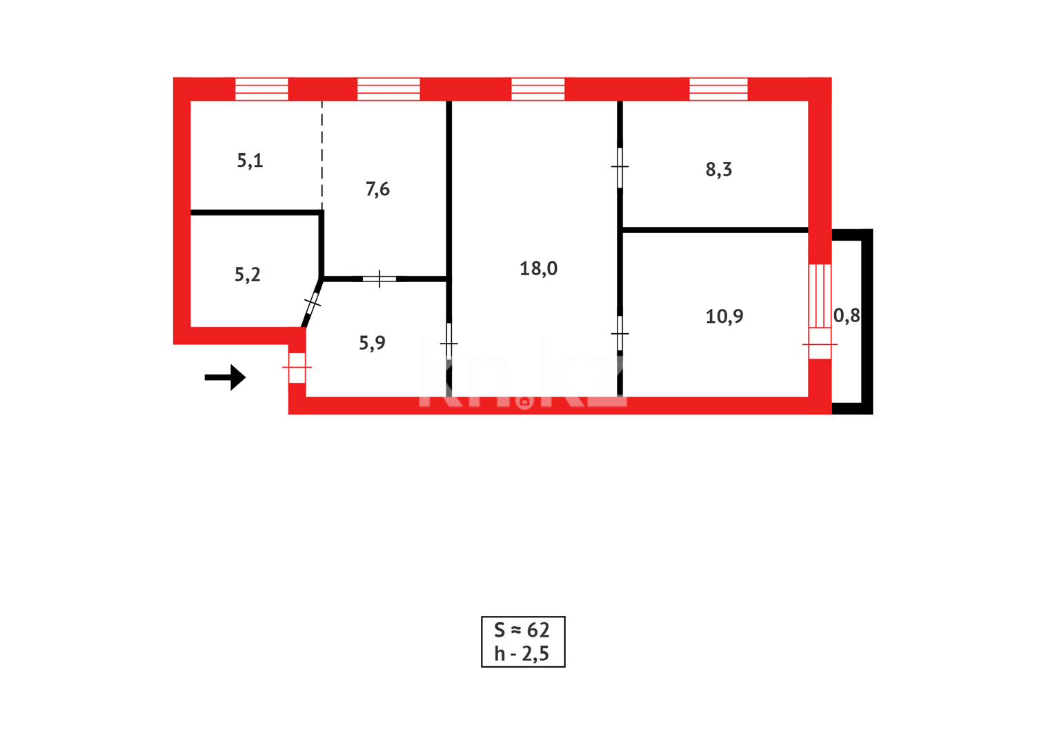 Продажа 4-комнатной квартиры, 61 м² - Продажа квартир в Караганде - страница 26 фото 1 из 1