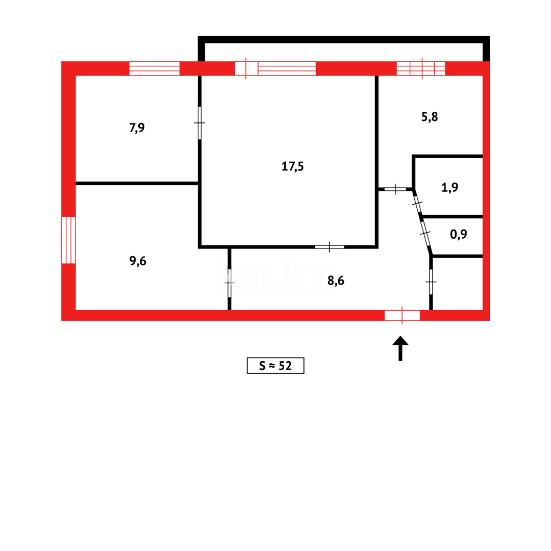 Продажа 3-комнатной квартиры, 55 м², ул. 6-й мик-н - Продажа  трехкомнатных квартир в Темиртау фото 16 из 16