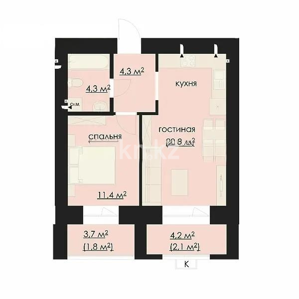 Продажа 2-комнатной квартиры, 46 м² - Продажа квартир от собственников в Караганде фото 5 из 5