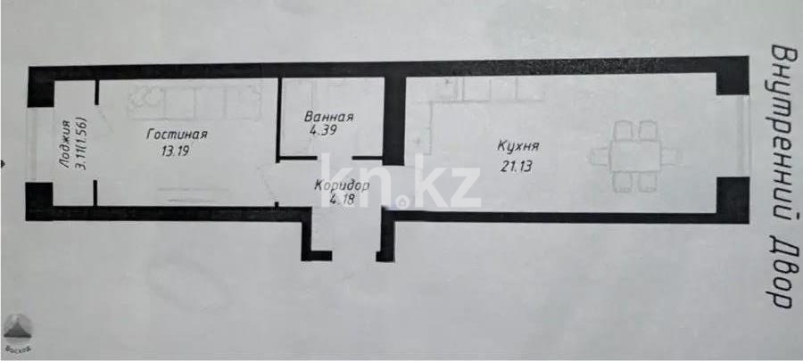 Продажа 1-комнатной квартиры, 44.45 м² в Астане