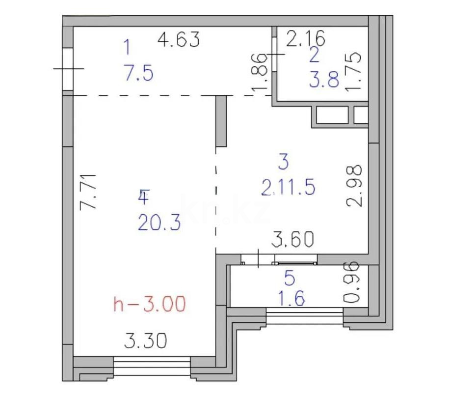 Продажа 1-комнатной квартиры, 44.7 м² - Продажа квартир в новостройках Астаны - страница 32 фото 1 из 1