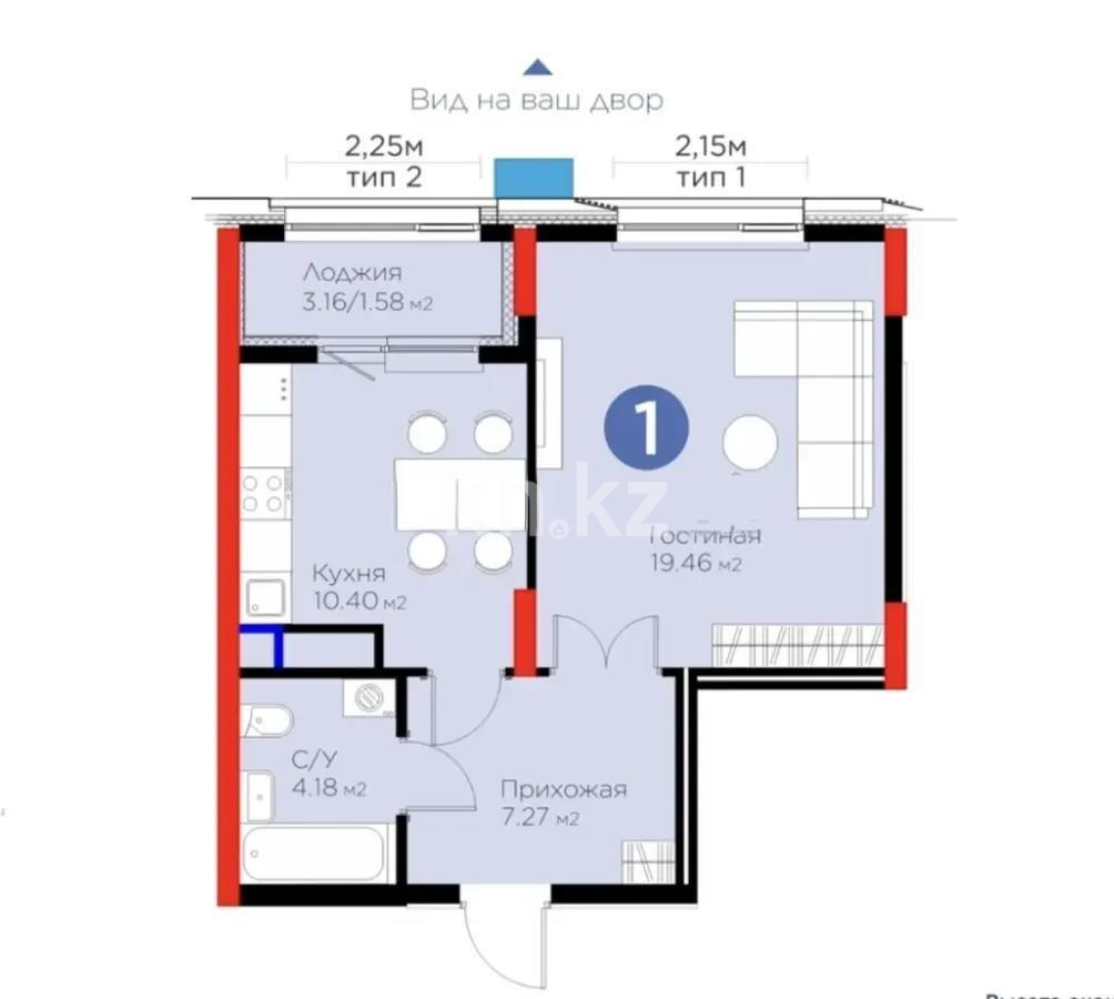 Продажа 1-комнатной квартиры, 43 м² - Продажа квартир в новостройках Астаны с фото - страница 23 фото 1 из 1