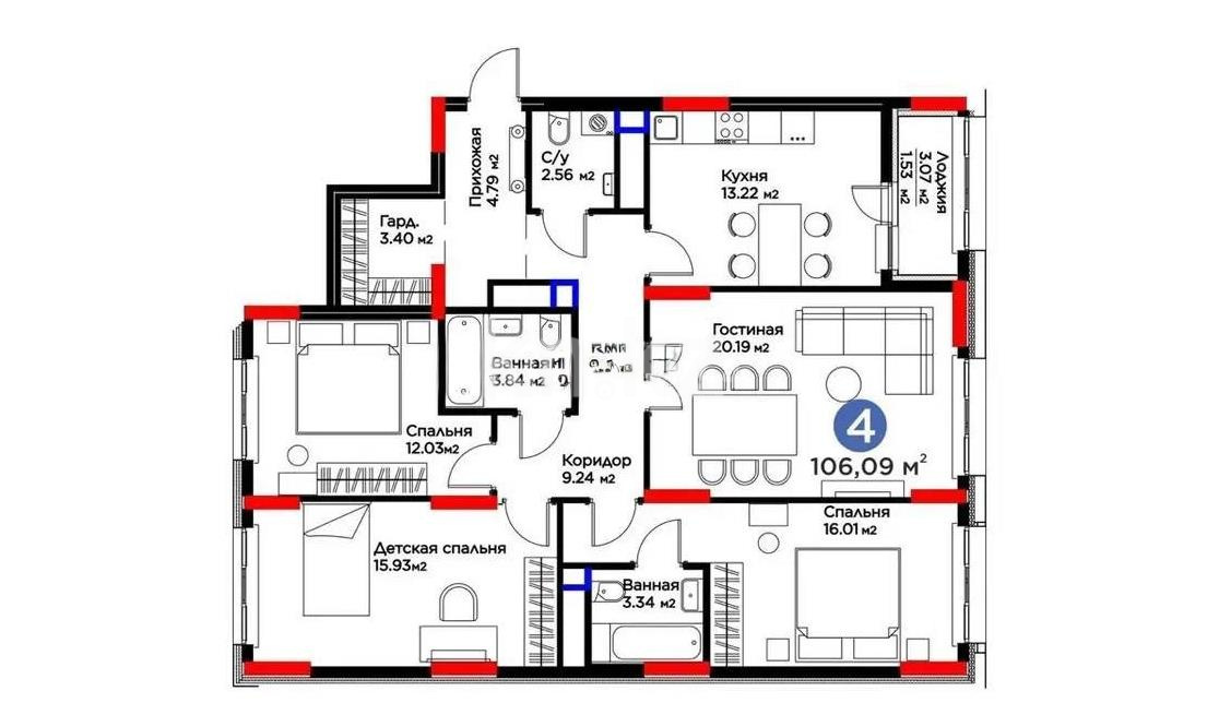Продажа 4-комнатной квартиры, 107 м² - Продажа квартир в р-не Есиль Астаны - страница 7 фото 1 из 1