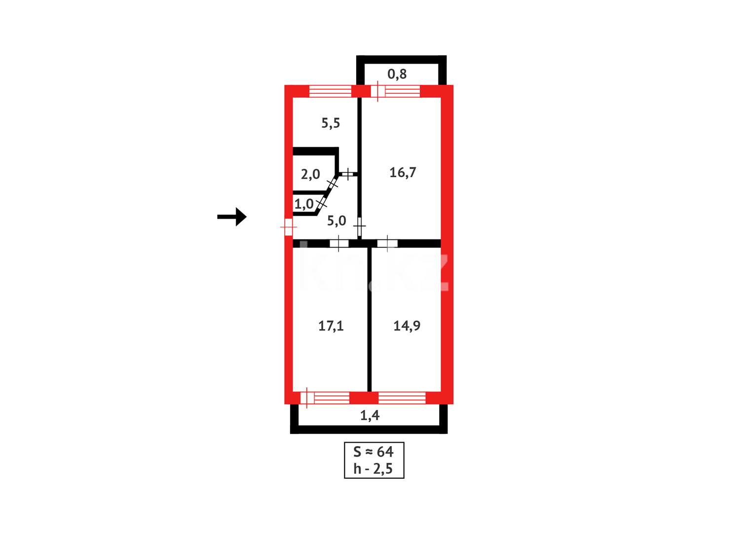 Продажа 3-комнатной квартиры, 63 м² в Караганде - фото 9