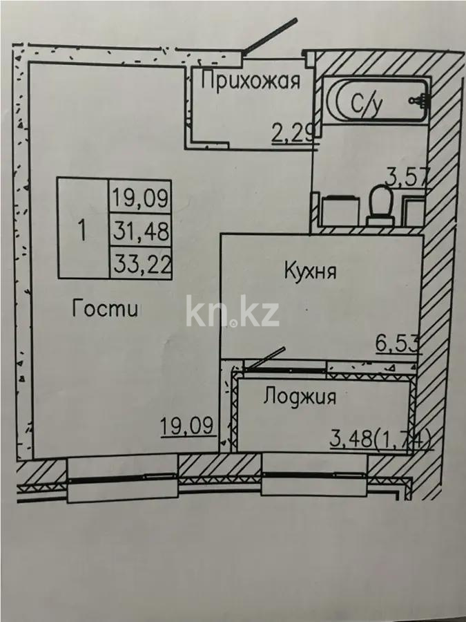 Продажа 1-комнатной квартиры, 33.22 м² - Продажа недвижимости в Астане - страница 2 фото 1 из 1