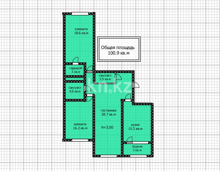 Продажа 3-комнатной квартиры, 103 м², ул. Бектурова, дом  3 - Продажа квартир в Астане фото 1 из 16