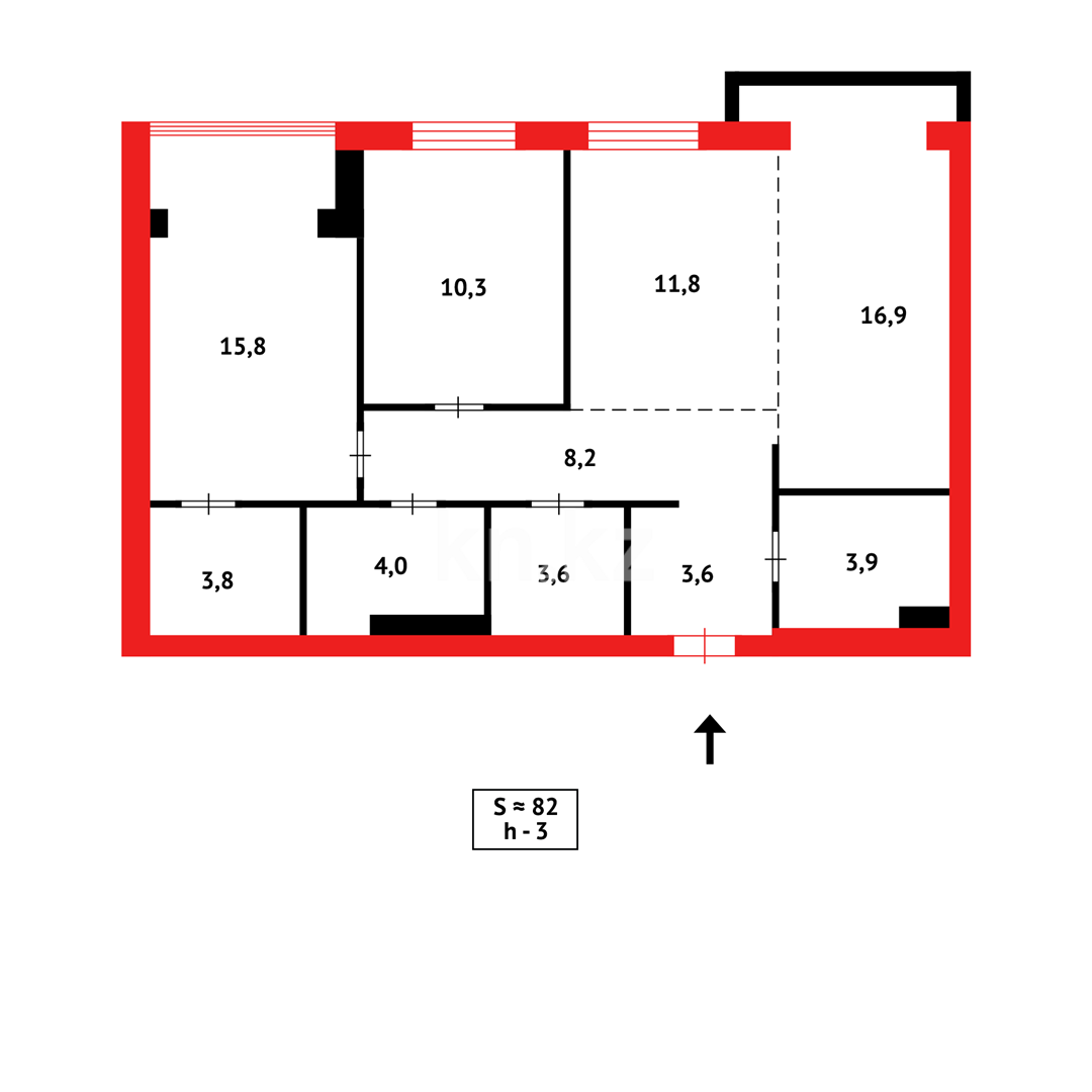 Продажа 3-комнатной квартиры, 82 м², мкр-н Гульдер-1, дом  1/4 - Продажа  трехкомнатных квартир в Караганде фото 32 из 32