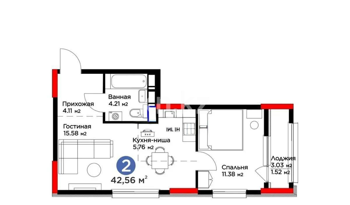 Продажа 2-комнатной квартиры, 43 м² в Астане - фото 4