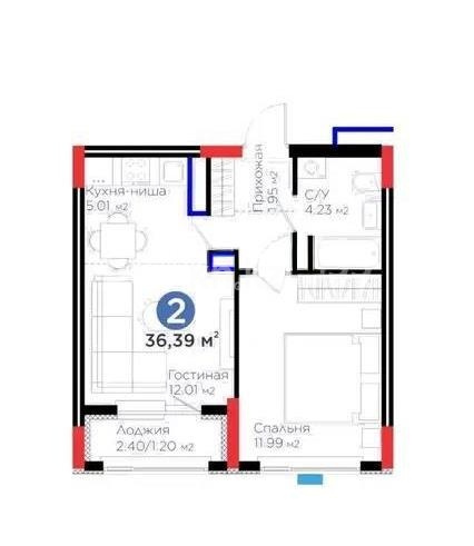 Продажа 2-комнатной квартиры, 36.39 м² - Продажа квартир в Семее фото 1 из 1