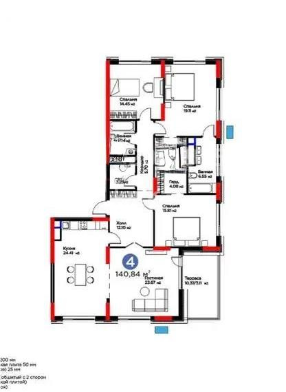 Продажа 4-комнатной квартиры, 142 м², ул. Мухамедханова, дом  6/1 стр - Продажа  четырехкомнатных квартир в новостройках Астаны без посредников фото 1 из 1
