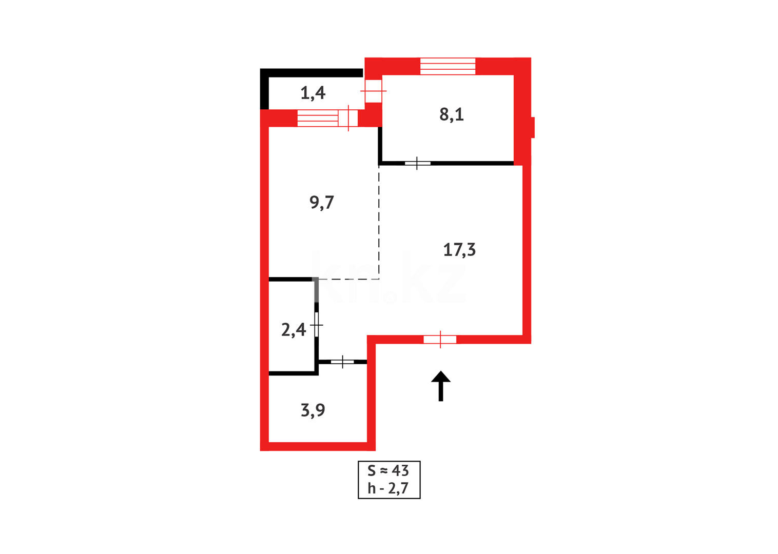 Продажа 2-комнатной квартиры, 42 м², ул. Муканова в Караганде - фото 11