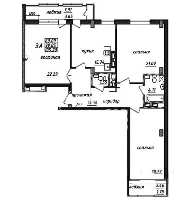 Продажа 3-комнатной квартиры, 106.5 м², пр. Мангилик Ел, дом  62 - Продажа  трехкомнатных квартир в новостройках Астаны без посредников фото 1 из 1