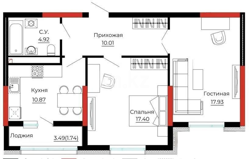 Продажа 2-комнатной квартиры, 64 м², ул. Е-429, дом  14/1 в Астане - фото 2