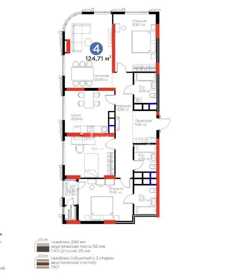Продажа 4-комнатной квартиры, 124.71 м² в Астане - фото 5