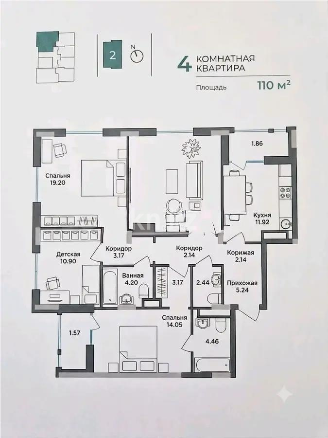 Продажа 4-комнатной квартиры, 110 м² - Продажа четырехкомнатных квартир от собственников в Казахстане фото 8 из 8
