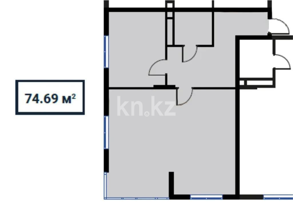 Продажа 3-комнатной квартиры, 74.69 м², ул. Сыбызгы, дом  100 стр - Продажа квартир в новостройках Алматы без посредников с фото фото 1 из 1