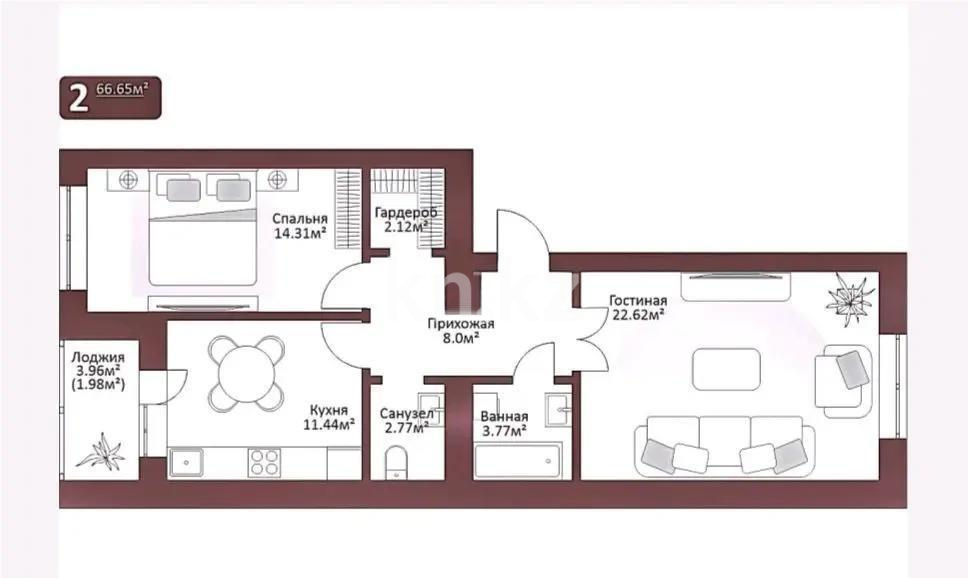 Продажа 2-комнатной квартиры, 67 м², ул. Ахмедьярова, дом  3 - Продажа  двухкомнатных квартир в новостройках Астаны без посредников фото 1 из 1