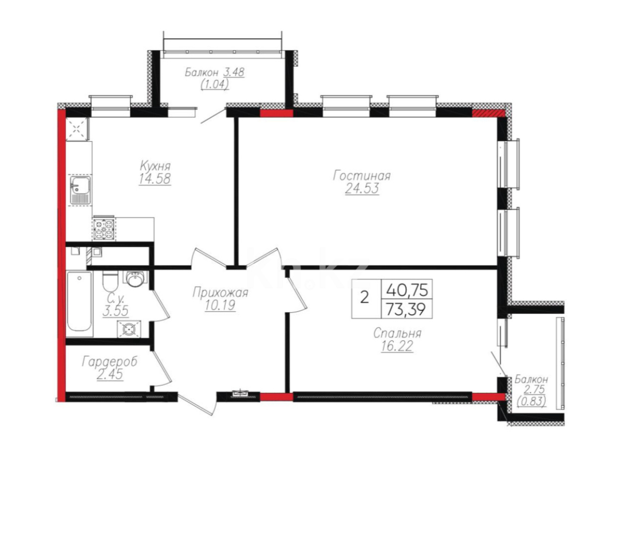 Продажа 2-комнатной квартиры, 73 м² - Продажа квартир в новостройках Астаны без посредников - страница 12 фото 2 из 2