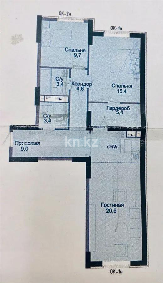 Продажа 3-комнатной квартиры, 80.8 м², ул. Жандосова, дом  94а - Продажа  трехкомнатных квартир в новостройках Алматы фото 1 из 2