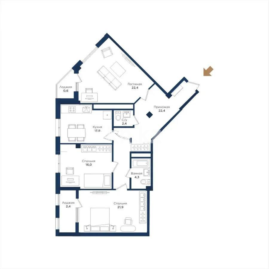 Продажа 3-комнатной квартиры, 106.5 м² - Продажа квартир в Астане без посредников - страница 3 фото 1 из 1