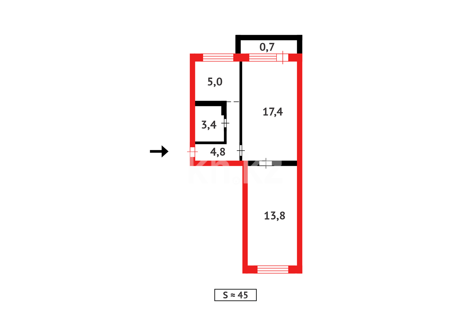 Продажа 2-комнатной квартиры, 45 м², мкр-н 22 в Караганде - фото 11