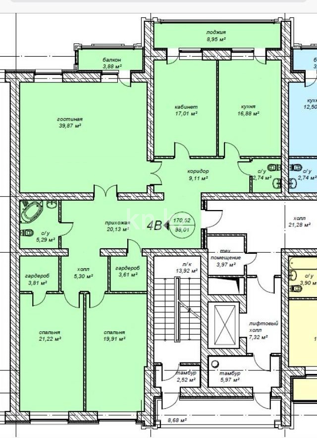 Продажа 4-комнатной квартиры, 174 м², ул. Нажимеденова, дом  14б - Продажа  четырехкомнатных квартир в Астане фото 1 из 3