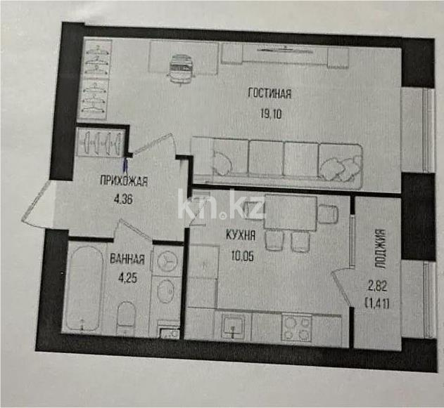 Продажа 1-комнатной квартиры, 40 м², ул. Серкебаева, дом  49 - Продажа  однокомнатных квартир в новостройках Астаны фото 1 из 1