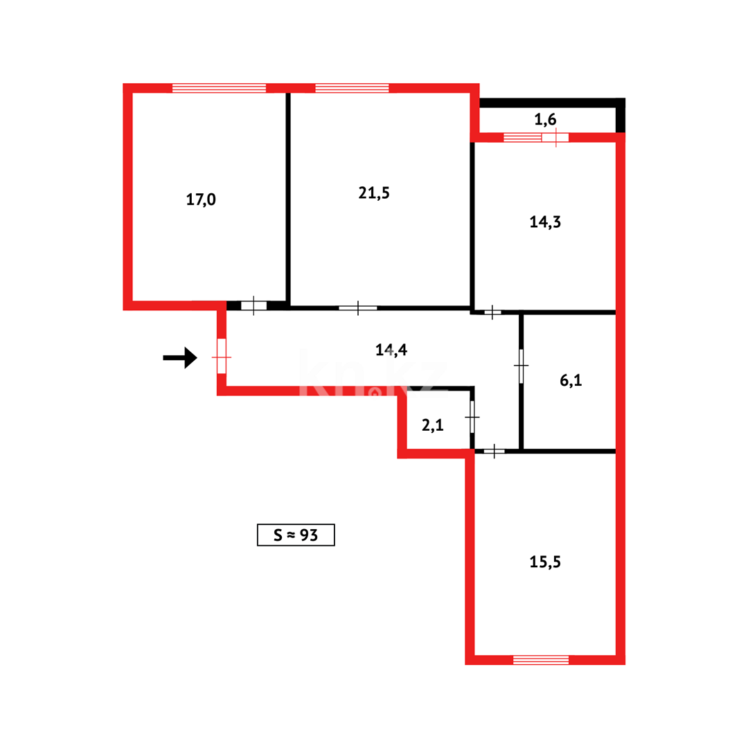 Продажа 3-комнатной квартиры, 92 м², пр. Шахтеров, дом  31а - Продажа квартир в Караганде фото 17 из 17