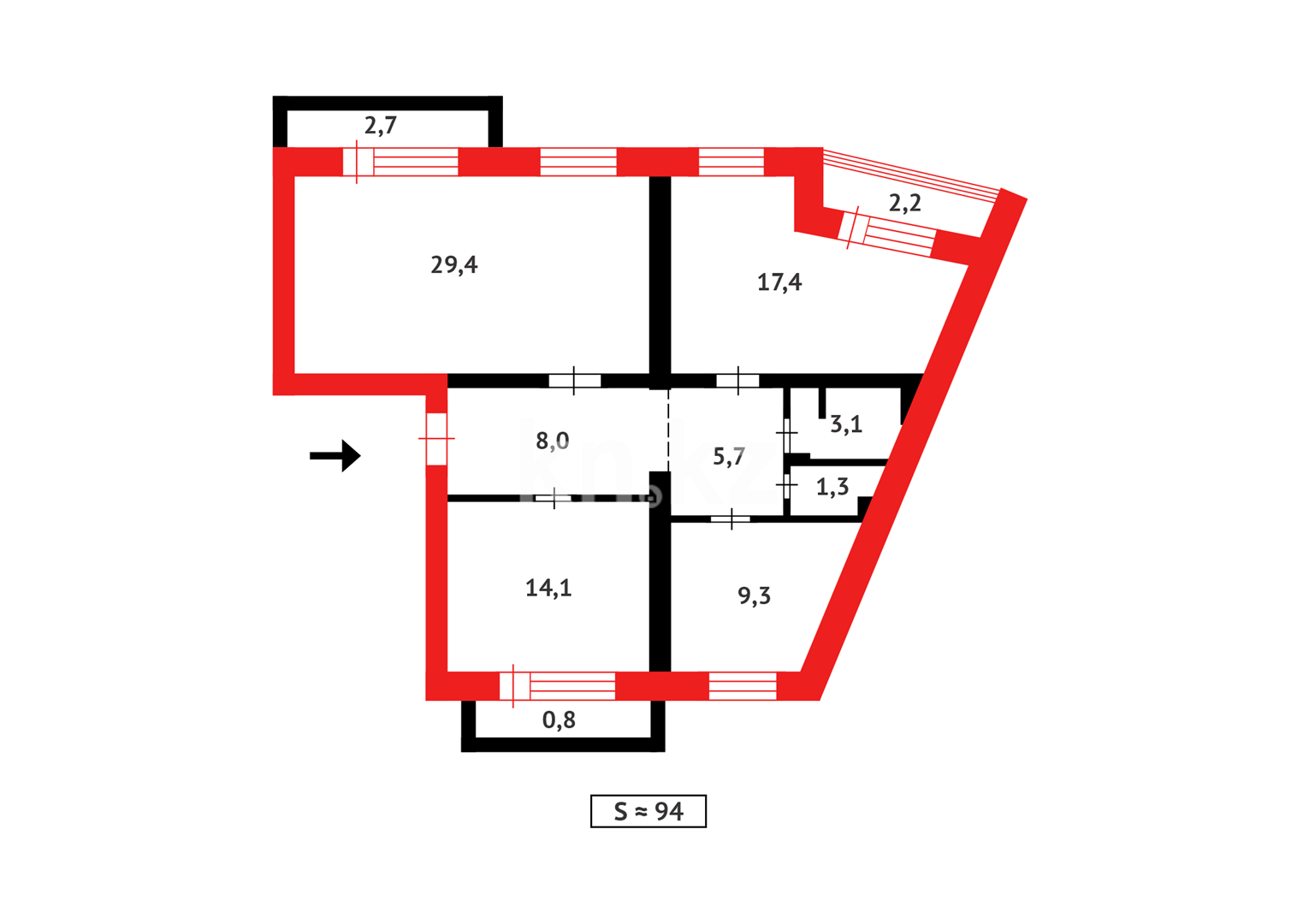 Продажа 3-комнатной квартиры, 94 м², ул. Бараева - Продажа квартир в Астане фото 9 из 9