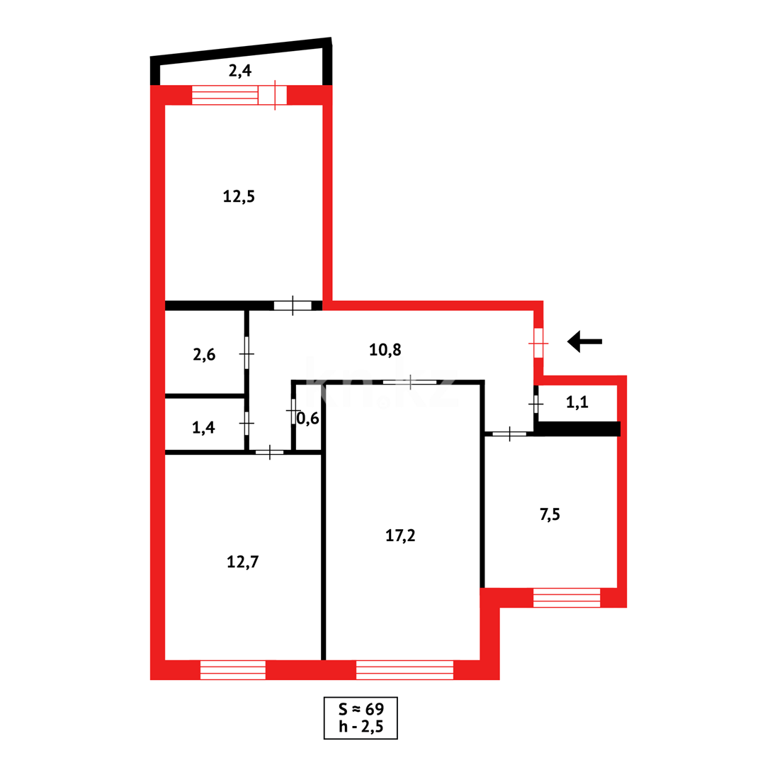 Продажа 3-комнатной квартиры, 69 м² в Темиртау - фото 13