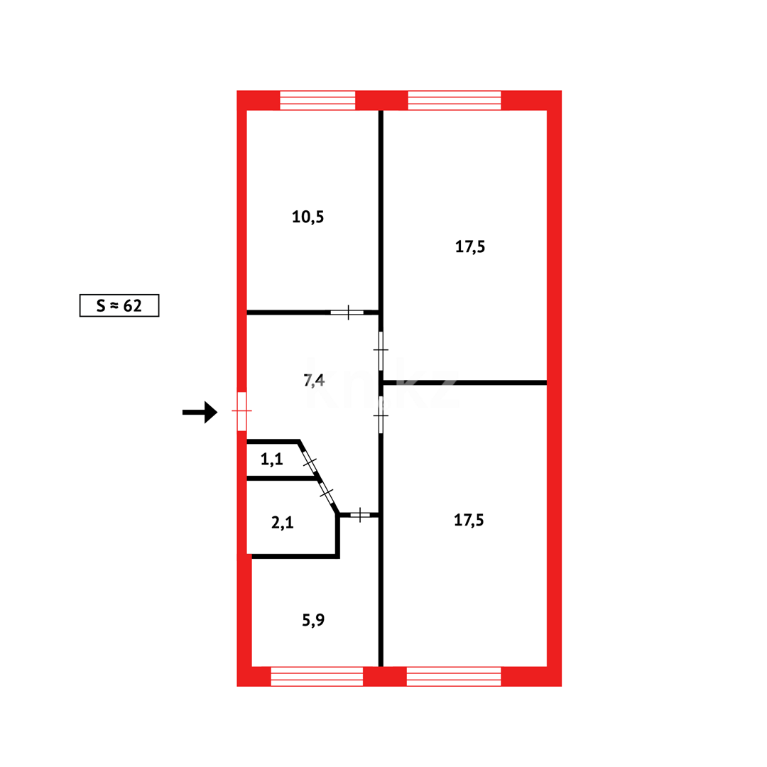 Продажа 3-комнатной квартиры, 62 м², мкр-н 18 - Продажа  трехкомнатных квартир в Караганде с фото фото 12 из 12