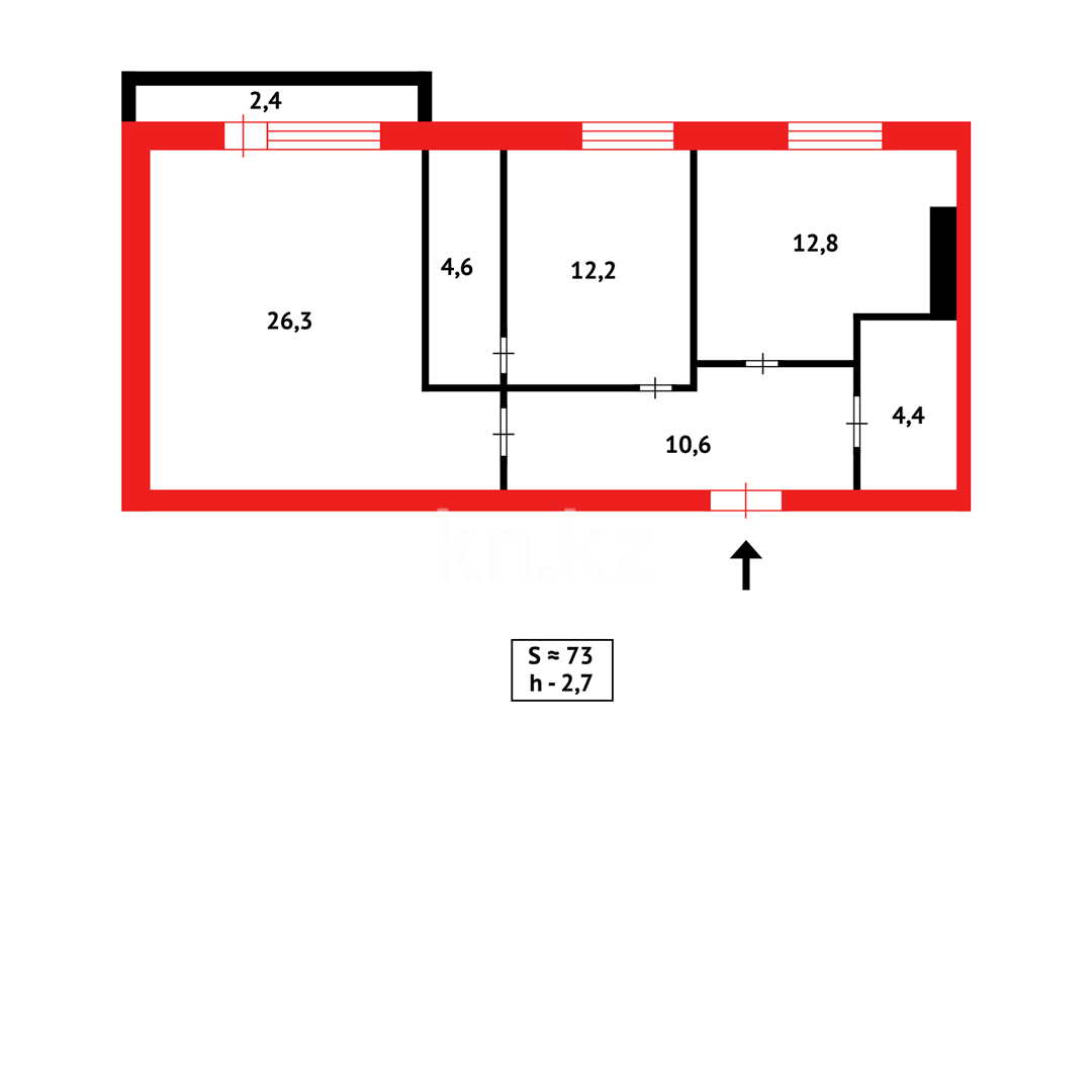Продажа 2-комнатной квартиры, 73 м², ул. Ермекова в Караганде - фото 15