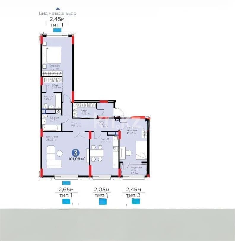 Продажа 3-комнатной квартиры, 101 м² в Астане - фото 3