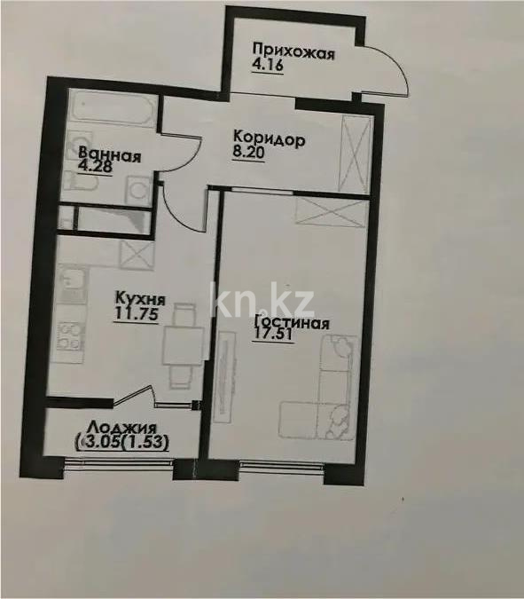 Продажа 1-комнатной квартиры, 47.43 м², ул. Фадеева, дом  38г в Алматы